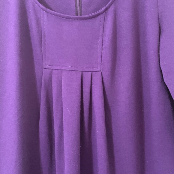 Calvin Klein Purple Dress 3/4 Sleeve Pleats - Picture 3 of 7